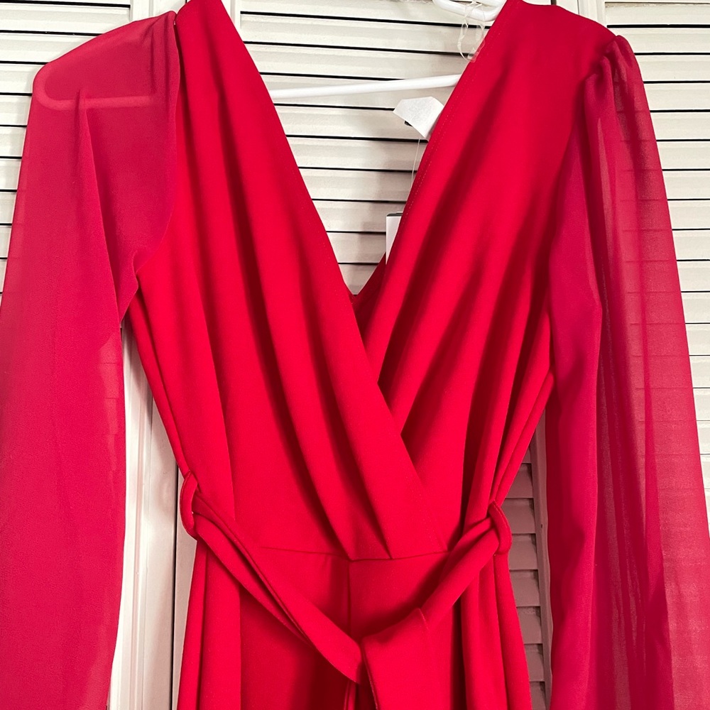 New Red jumpsuit with long sleeves